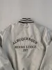 Vintage 70s Grey Albuquerque Moose Lodge Satin Bomber (L) sold by Rebalance Vintage