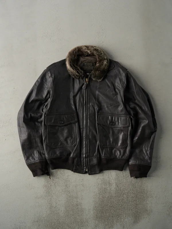 Vintage 70s Brown Leather Sporty's Pilot Shop G-1 Flight Jacket (M) sold by Rebalance Vintage