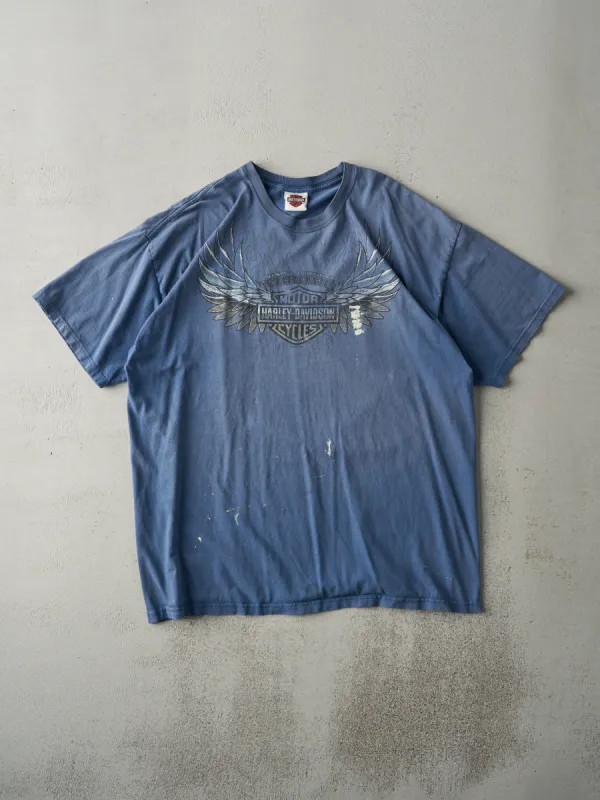 Vintage 12' Slate Blue Fort Wayne Indiana Harley Davidson Tee (L) sold by Rebalance Vintage