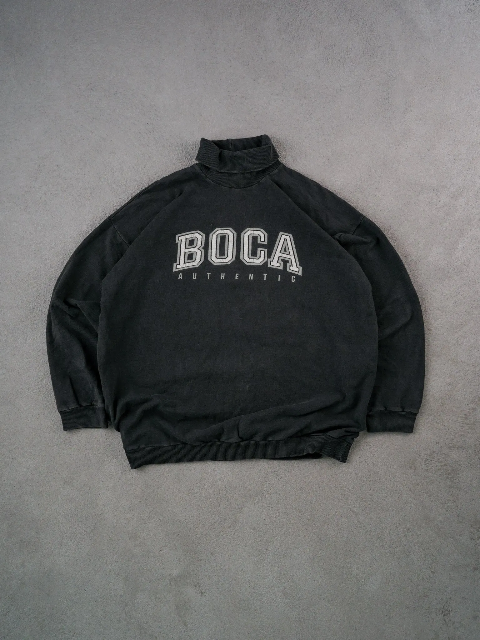 Vintage 90s Faded Black Boca Athentic Hoodie (XL) sold by Rebalance Vintage