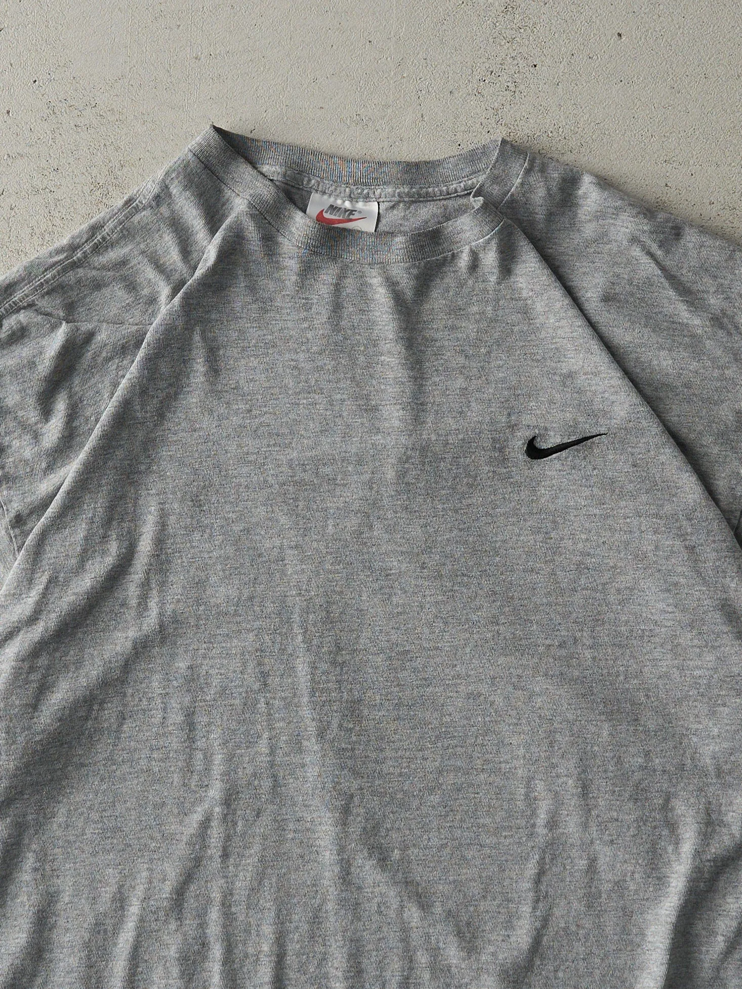 Vintage 90s Grey Embroidered Nike Swoosh Tee (L) sold by Rebalance Vintage product image thumbnail 2