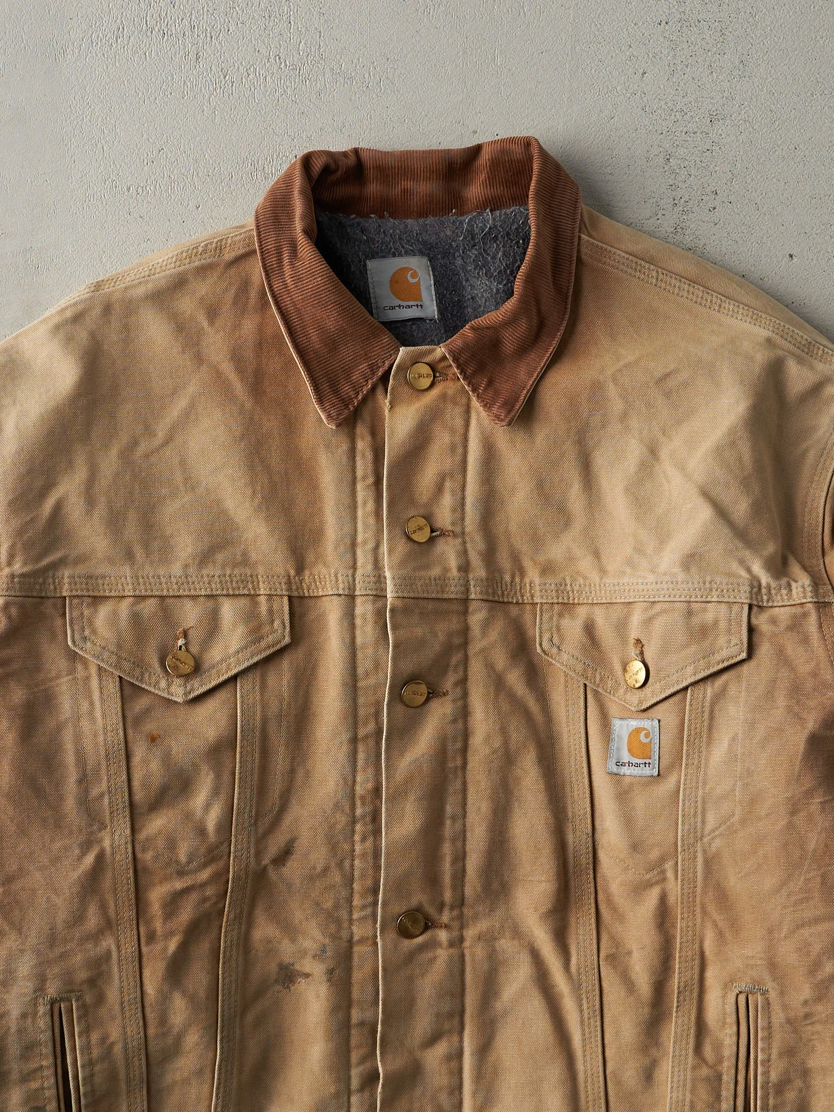 Vintage Y2K Beige Carhartt Blanket Lined Trucker Jacket (L) sold by Rebalance Vintage product image thumbnail 2