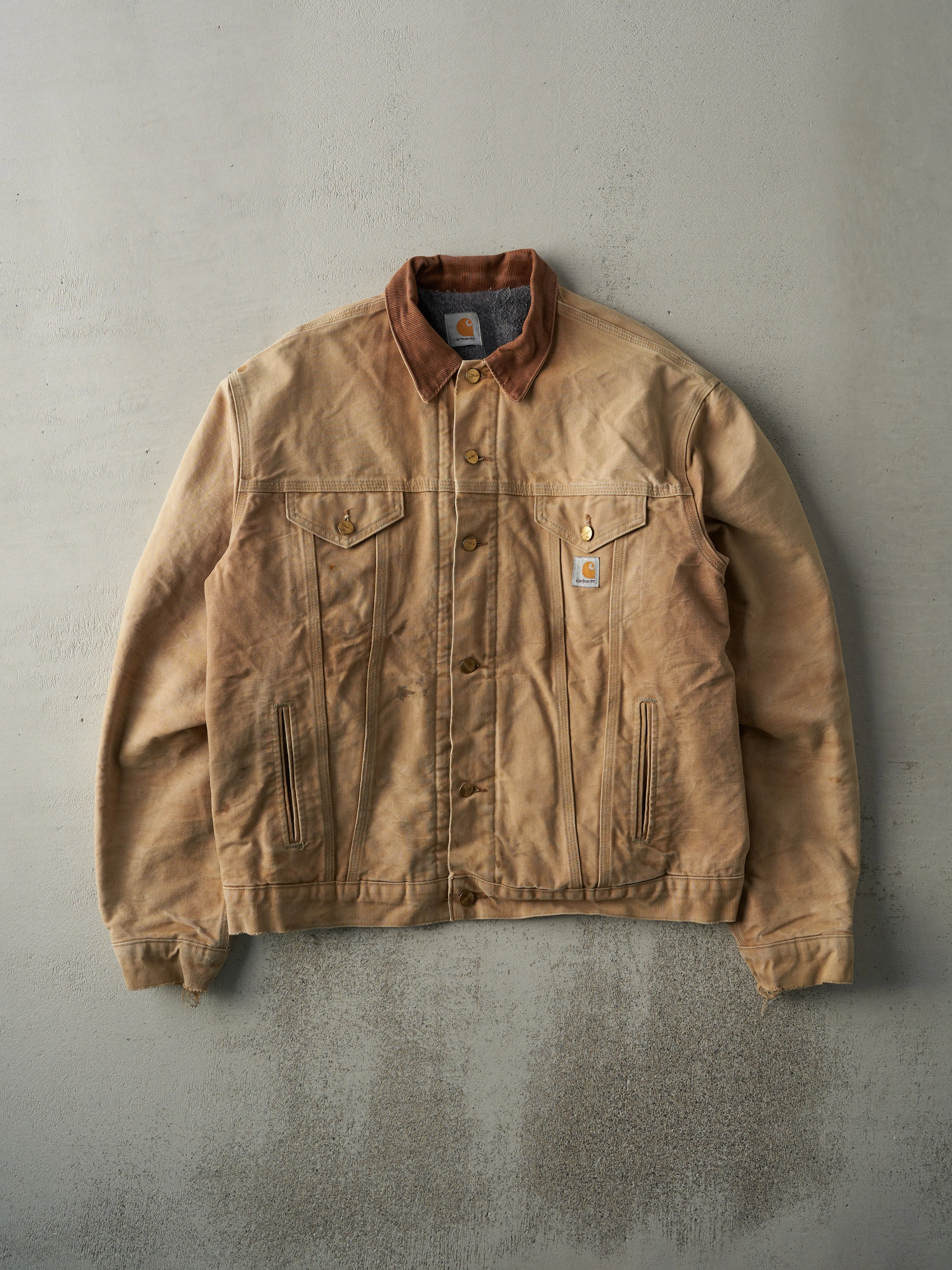 Vintage Y2K Beige Carhartt Blanket Lined Trucker Jacket (L) sold by Rebalance Vintage