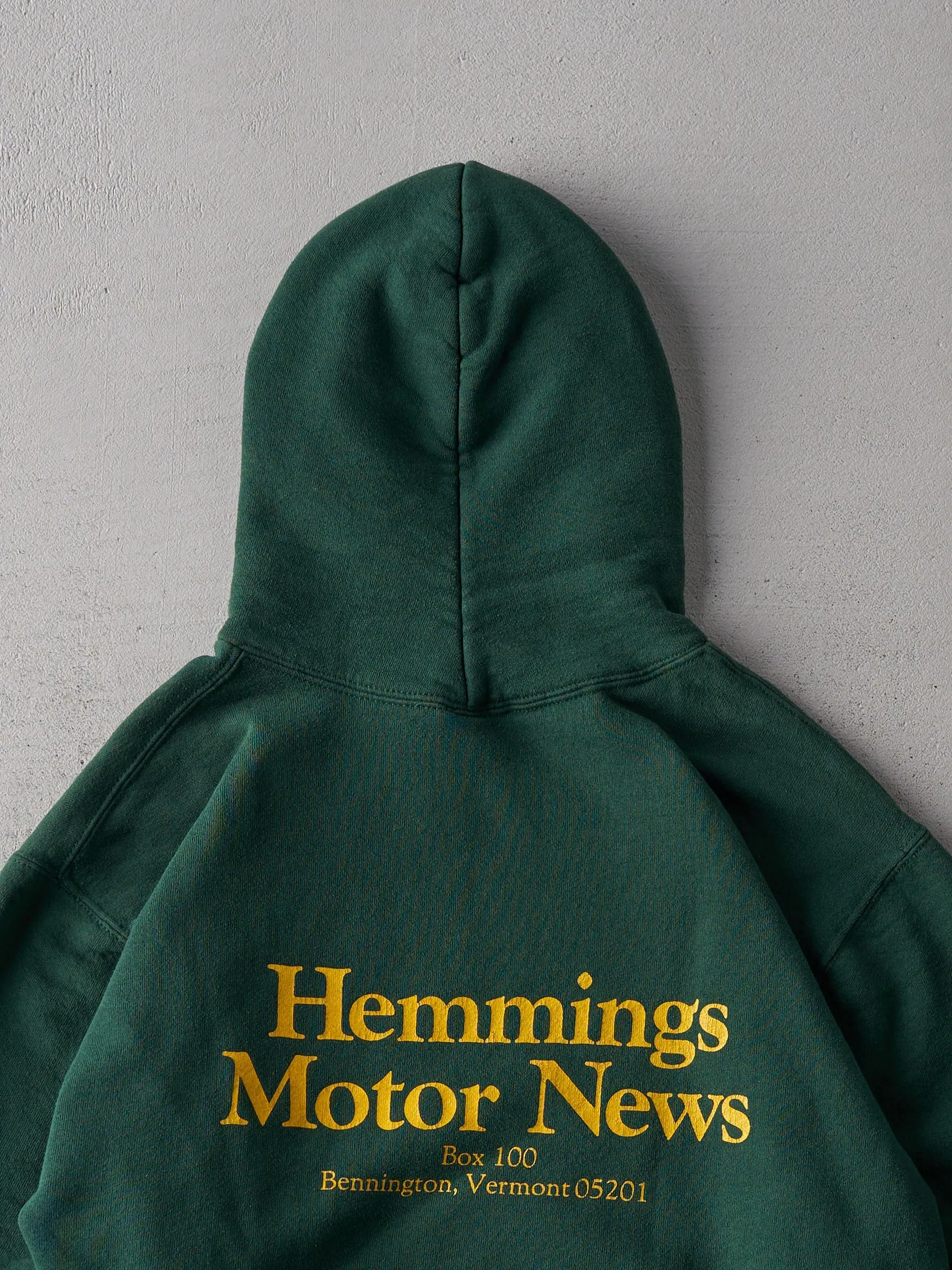 Vintage 90s Forest Green Hemmings Motor News Russell Athletics Hoodie (M) sold by Rebalance Vintage product image thumbnail 4