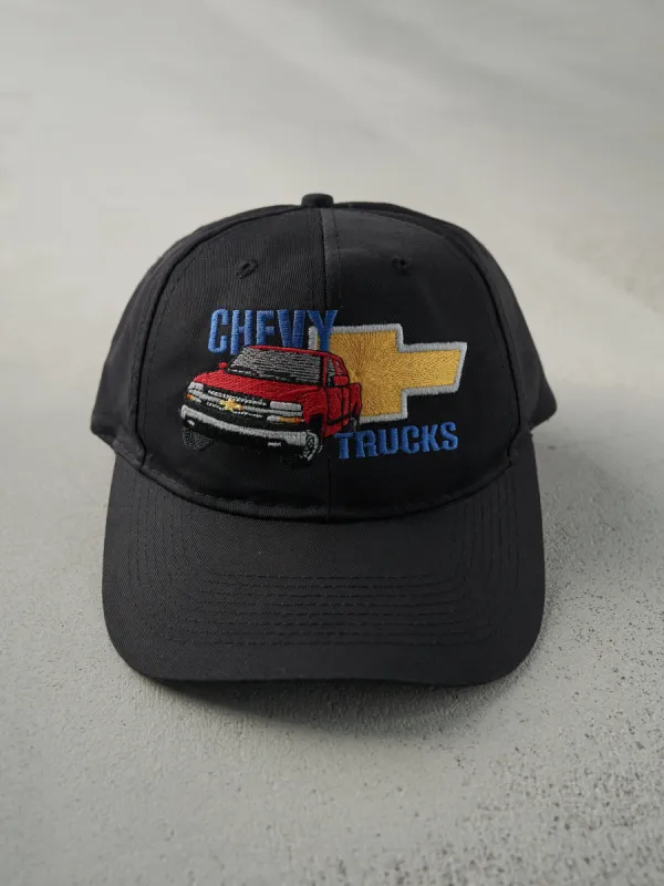 Vintage 90s Black Chevy Trucks Embroidered Snap Back Hat sold by Rebalance Vintage