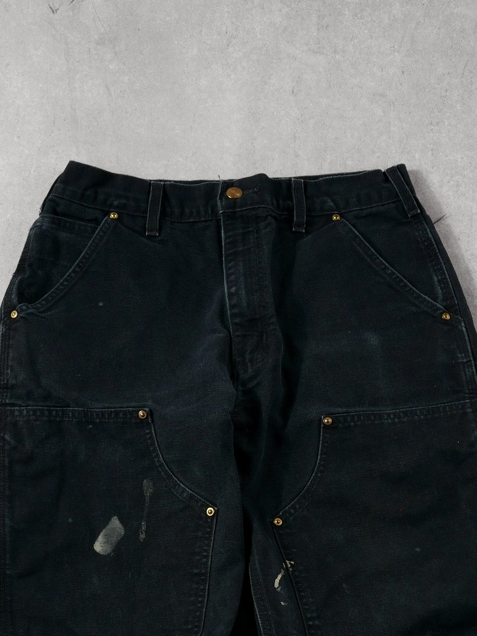 Vintage 90s Faded Black Carhartt Double Knee Loose Original Fit Carpenter Pants (30x33) sold by Rebalance Vintage product image thumbnail 3