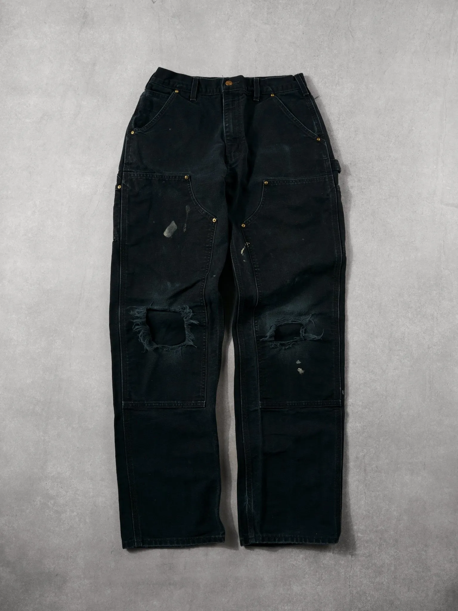 Vintage 90s Faded Black Carhartt Double Knee Loose Original Fit Carpenter Pants (30x33) sold by Rebalance Vintage