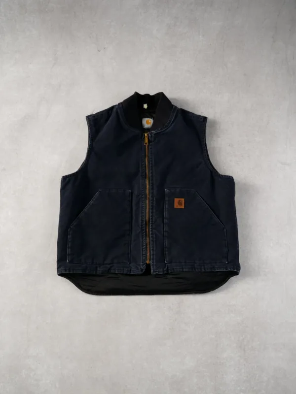Vintage 90s Navy Blue Carhartt Workwear Vest (L) sold by Rebalance Vintage