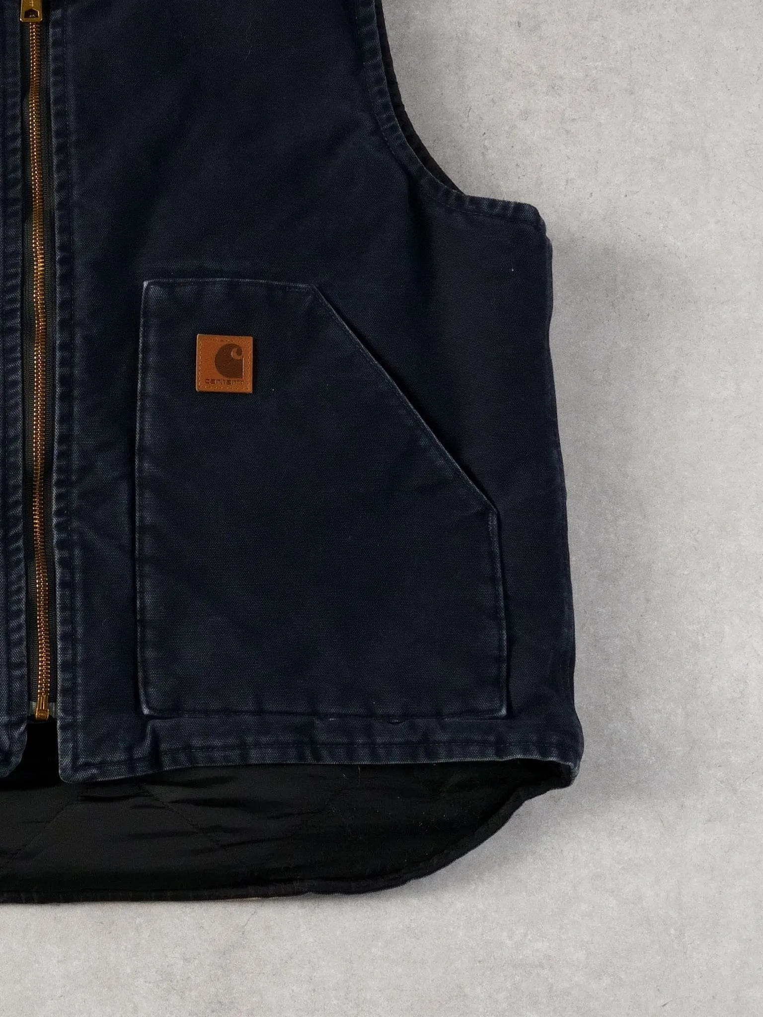 Vintage 90s Navy Blue Carhartt Workwear Vest (L) sold by Rebalance Vintage product image thumbnail 3