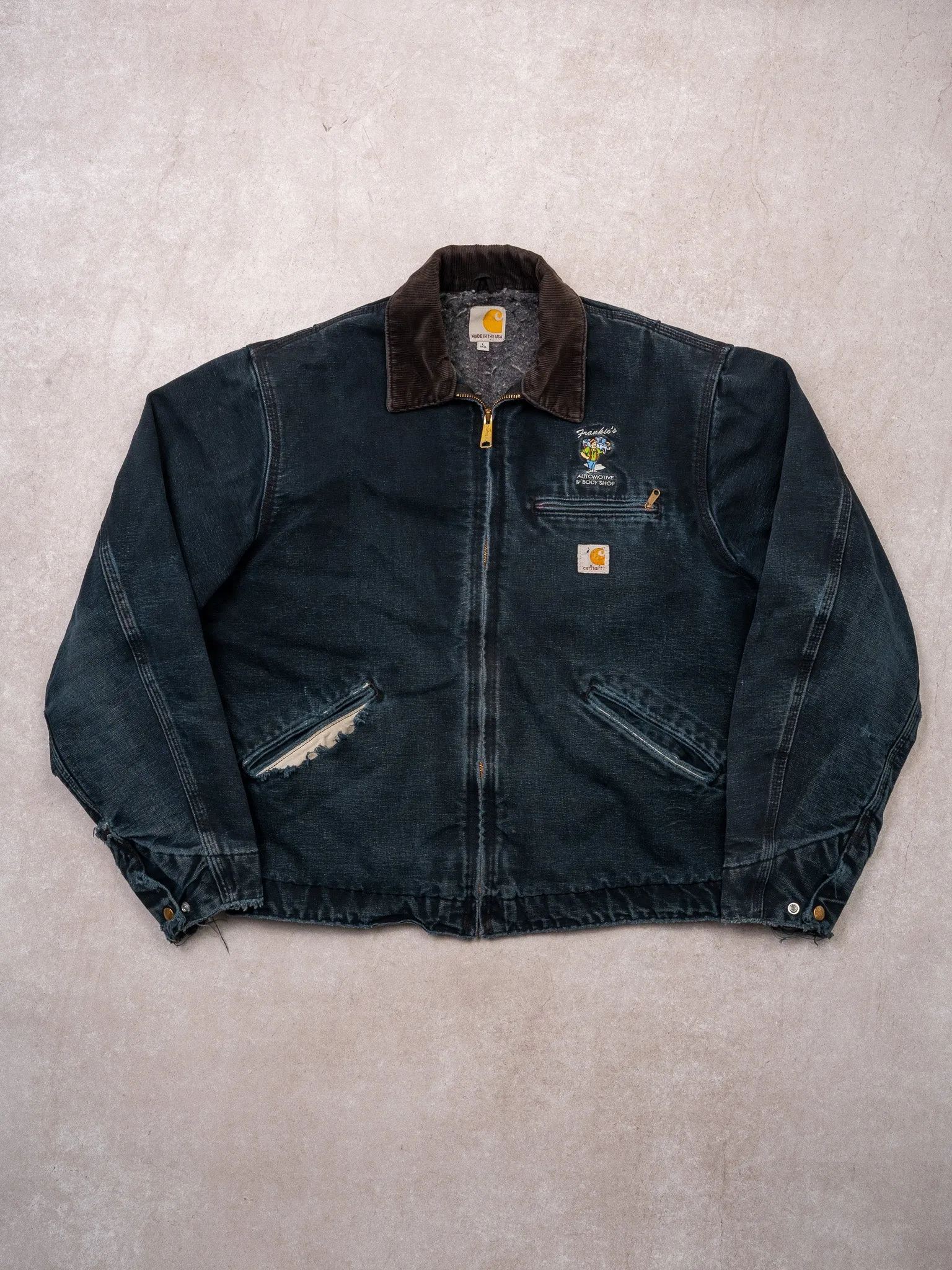Vintage 90s Rugged Navy Carhartt 'Frankies' Lined Detroit Jacket (M/L) sold by Rebalance Vintage