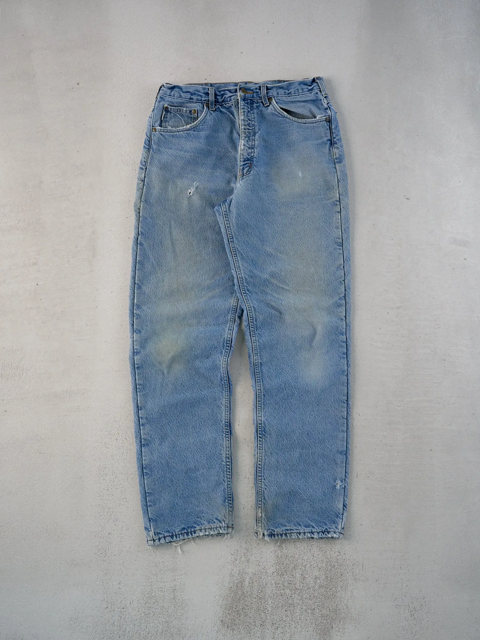 Vintage 90s Light Blue Carhartt Lined Denim Carpenter Pants (32x32) sold by Rebalance Vintage