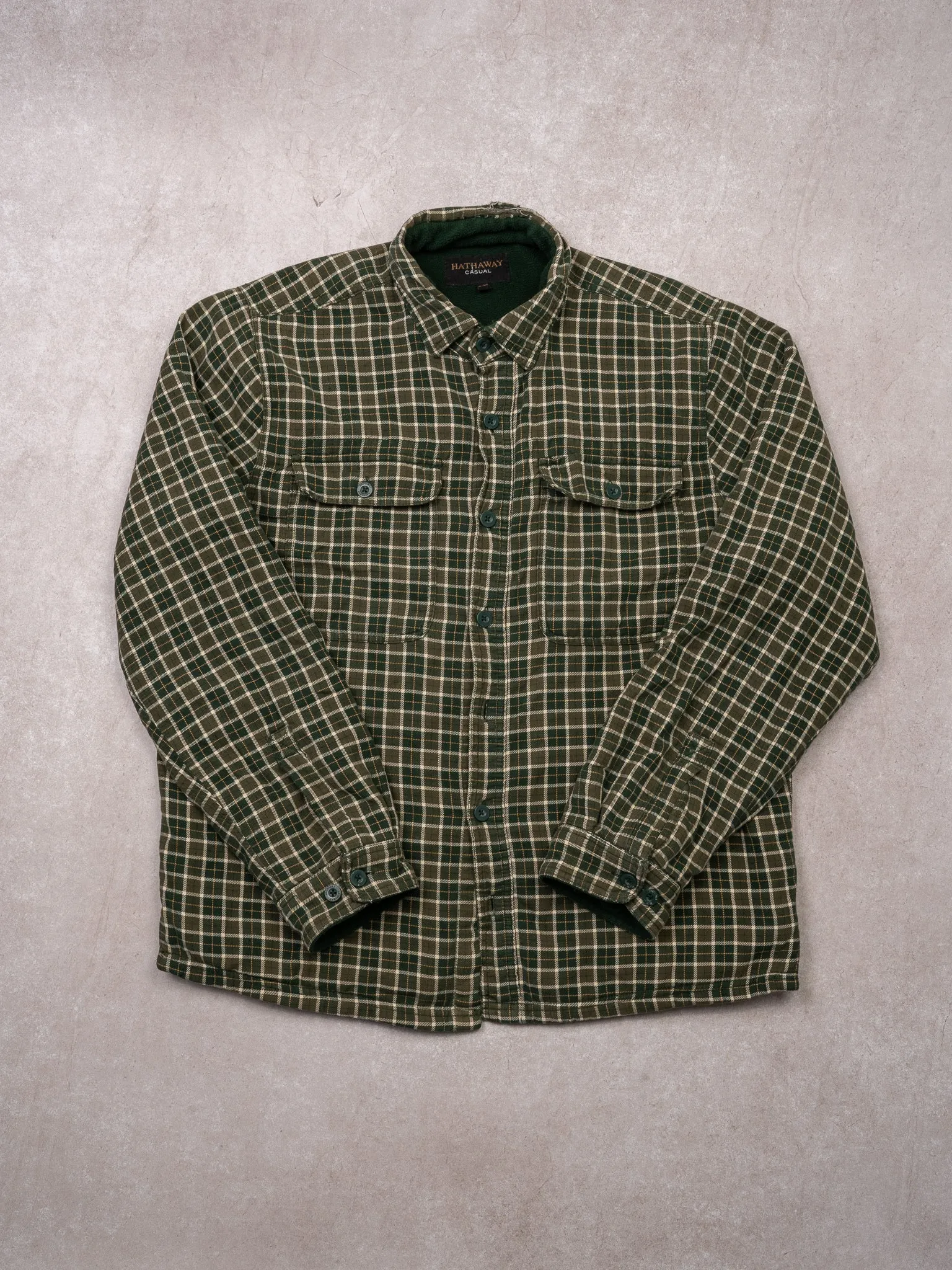 VIntage Green + Beige Flannel Hathaway Lined Jacket (M/L) sold by Rebalance Vintage
