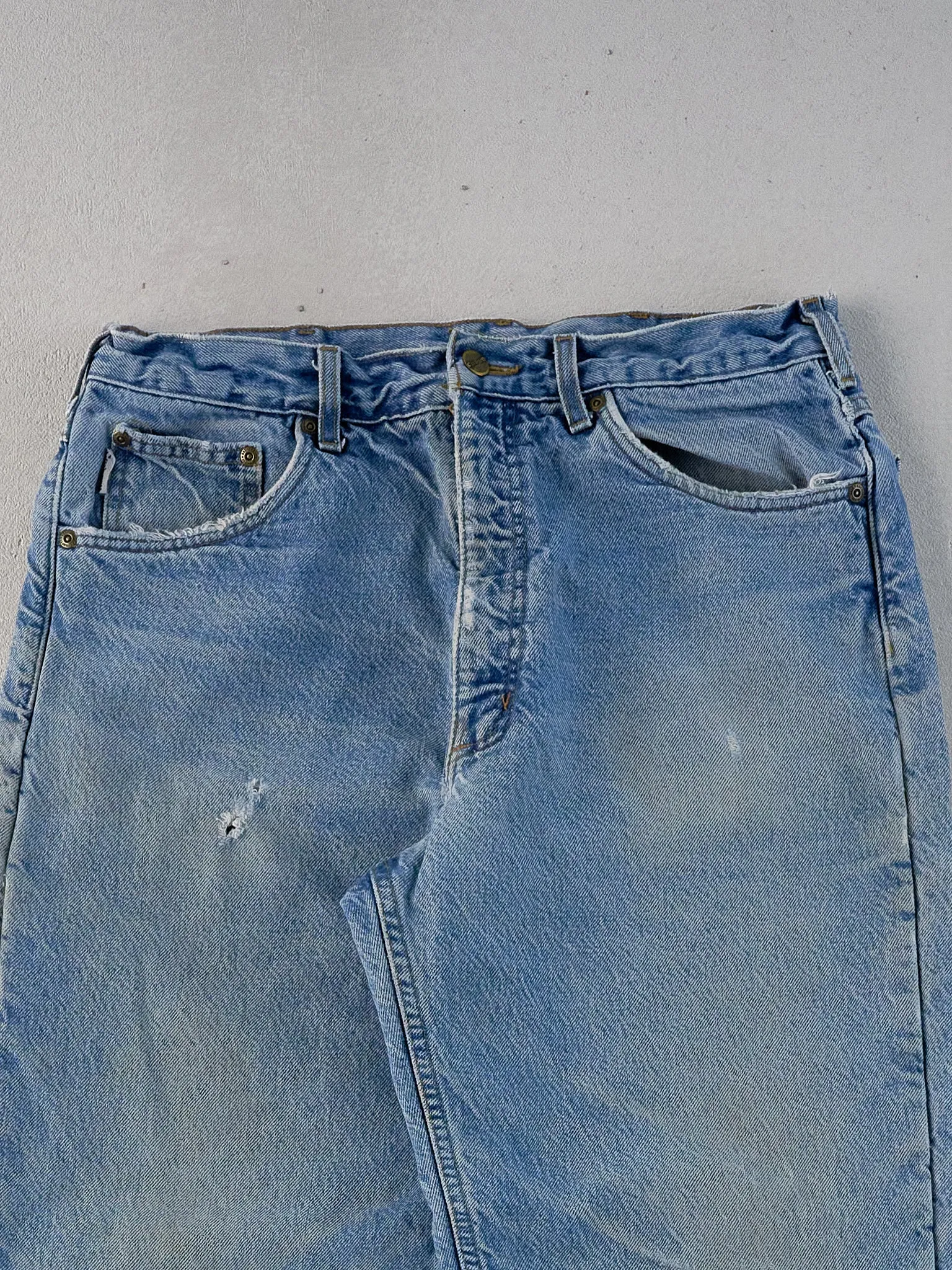 Vintage 90s Light Blue Carhartt Lined Denim Carpenter Pants (32x32) sold by Rebalance Vintage product image thumbnail 3