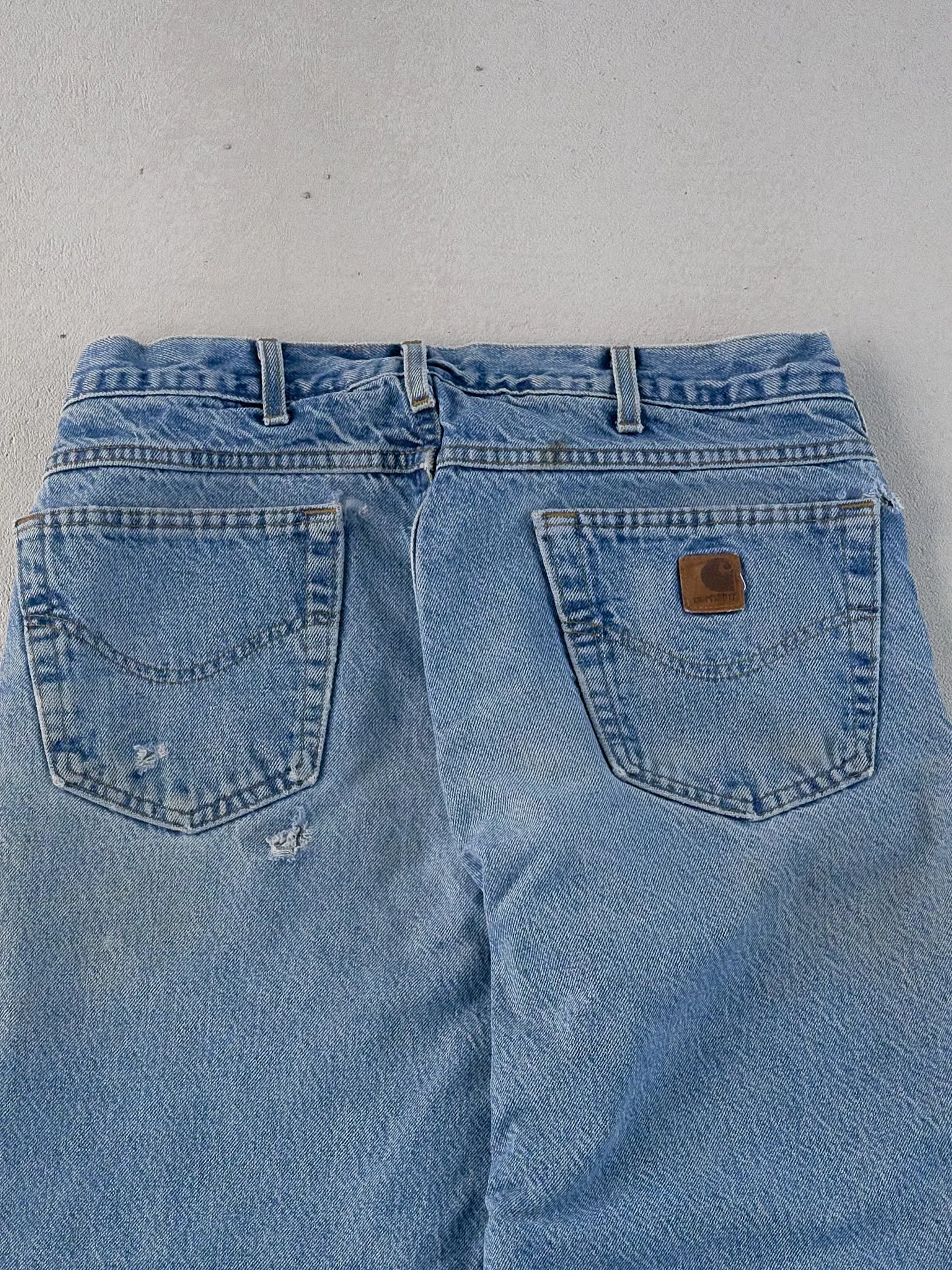 Vintage 90s Light Blue Carhartt Lined Denim Carpenter Pants (32x32) sold by Rebalance Vintage product image thumbnail 4