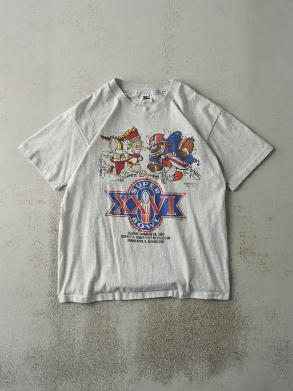 Vintage 92' Heather Grey XXVI Super Bowl Buffalo vs Washington Single Stitch Tee (M) sold by Rebalance Vintage