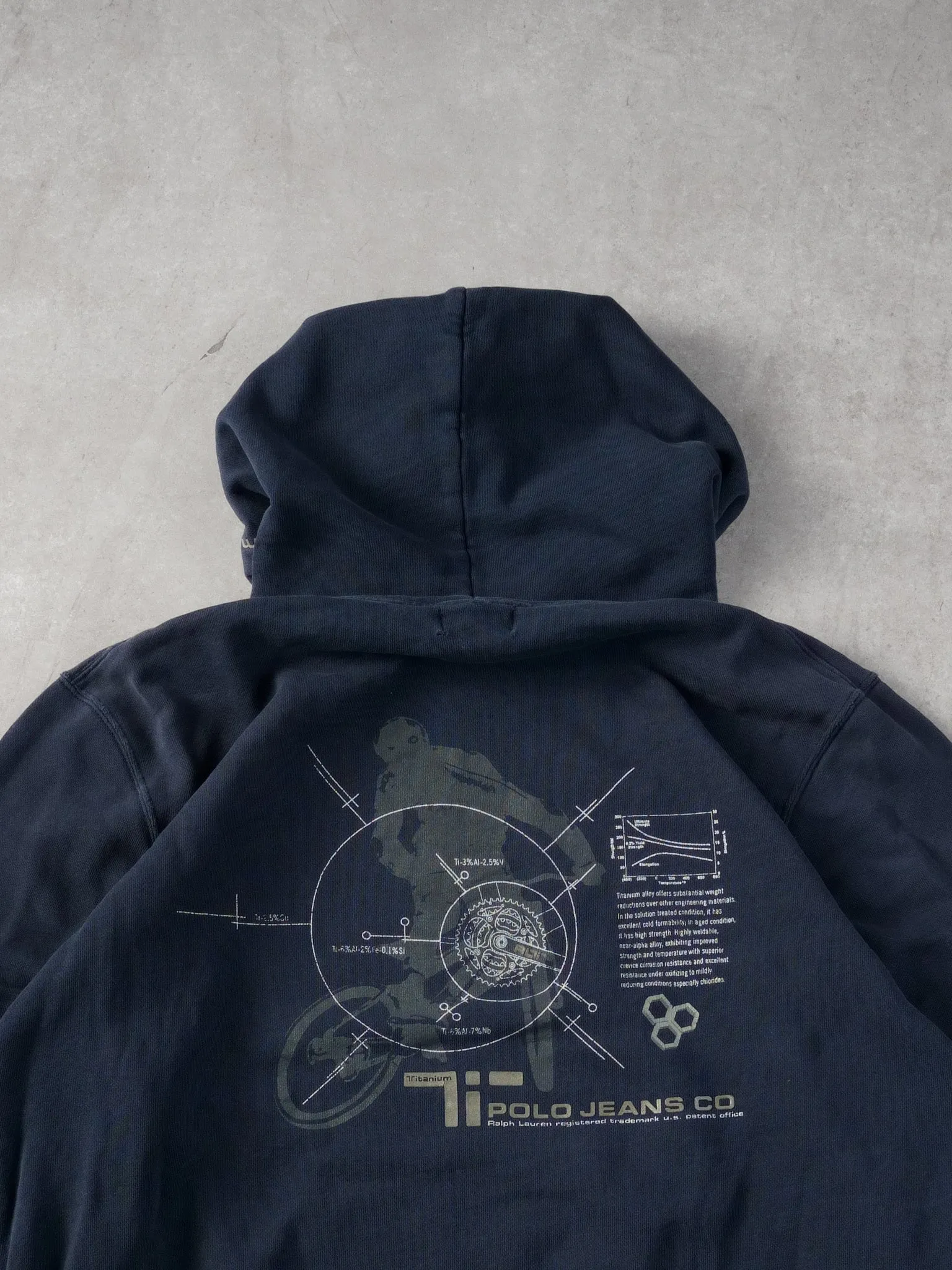 Vintage Y2k Navy Blue Polo Jeans Company Hoodie (L) sold by Rebalance Vintage product image thumbnail 4