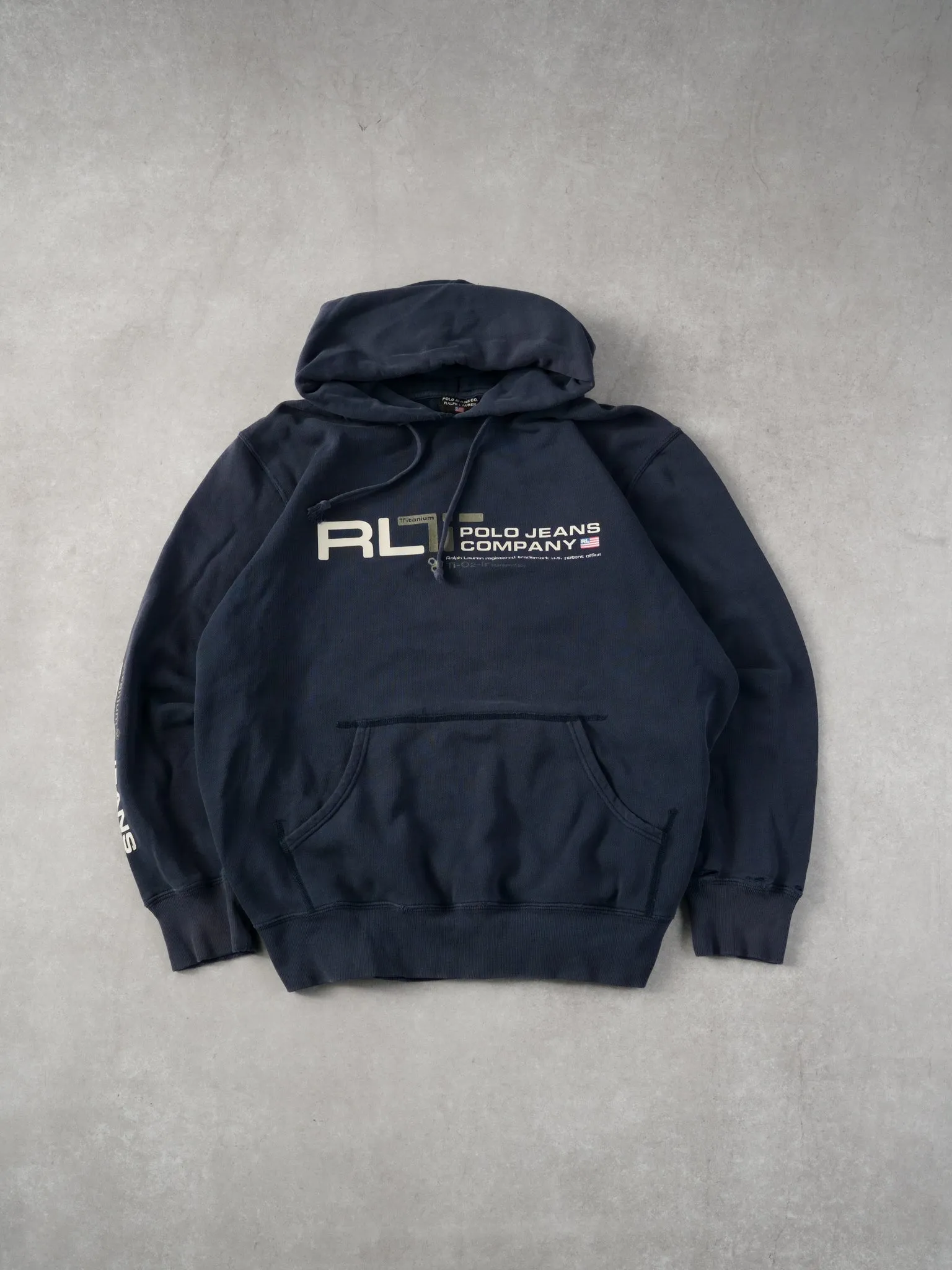 Vintage Y2k Navy Blue Polo Jeans Company Hoodie (L) sold by Rebalance Vintage