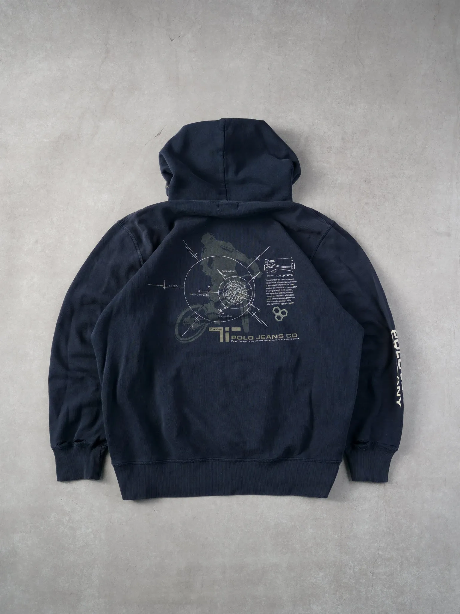 Vintage Y2k Navy Blue Polo Jeans Company Hoodie (L) sold by Rebalance Vintage product image thumbnail 2