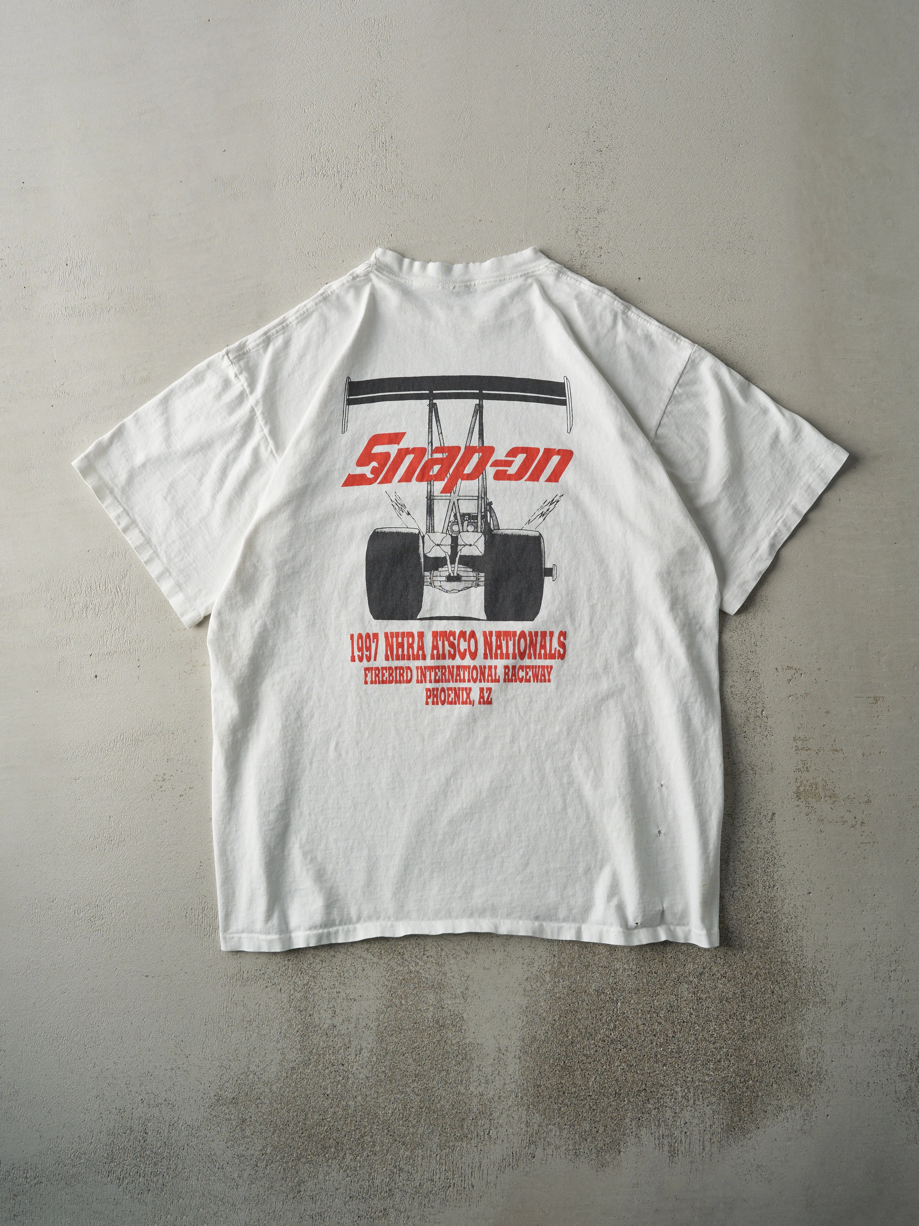 Vintage 97' White Snap-On Doug Herbert Racing Single Stitch Tee (L/XL) sold by Rebalance Vintage