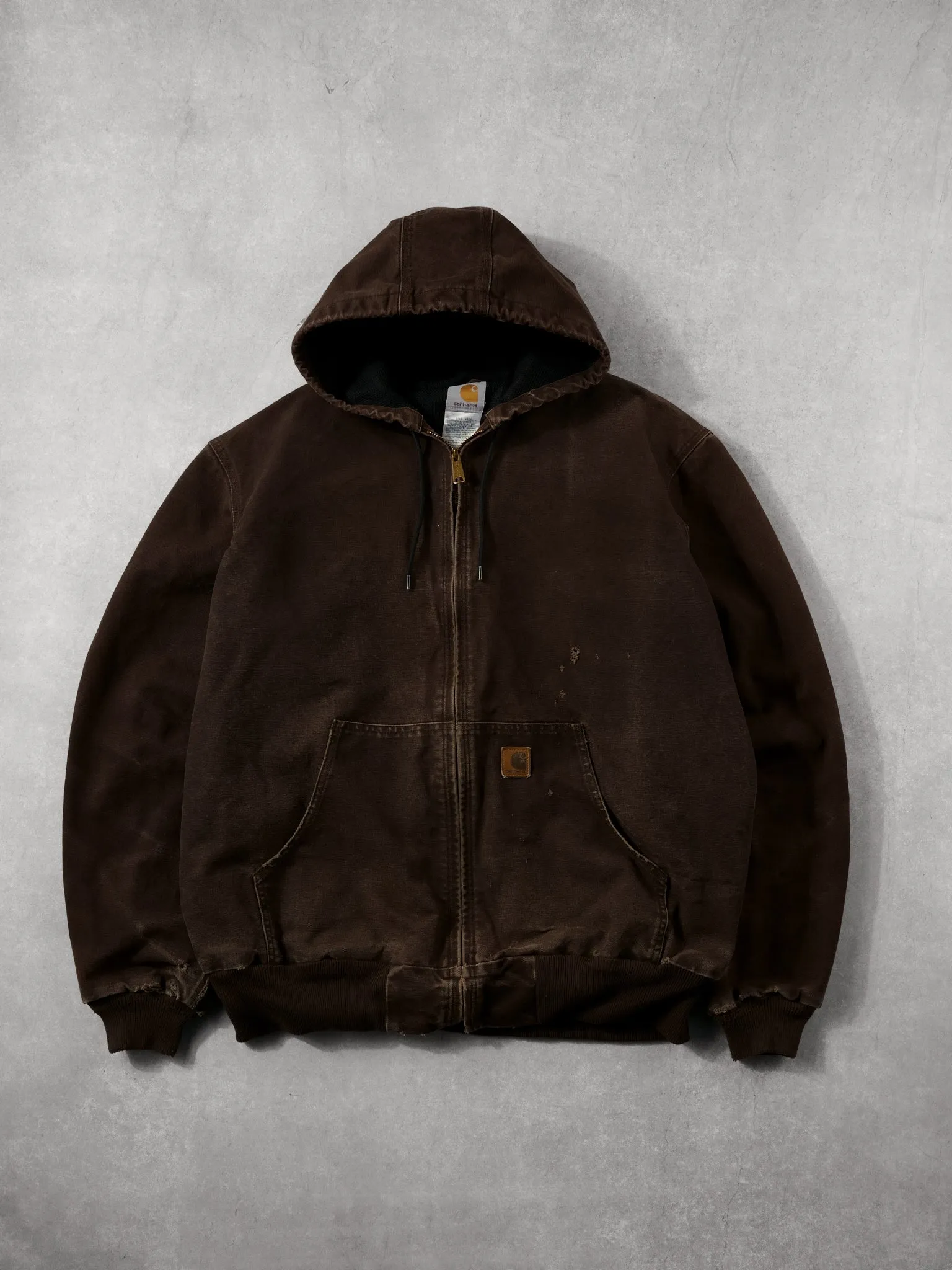 Vintage 90s Brown Carhartt Hooded Workwear Lined Jacket (XL/XXL) sold by Rebalance Vintage