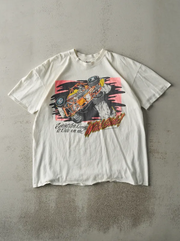 Vintage 89' White Sprint Car Racing Single Stitch Tee (L) sold by Rebalance Vintage
