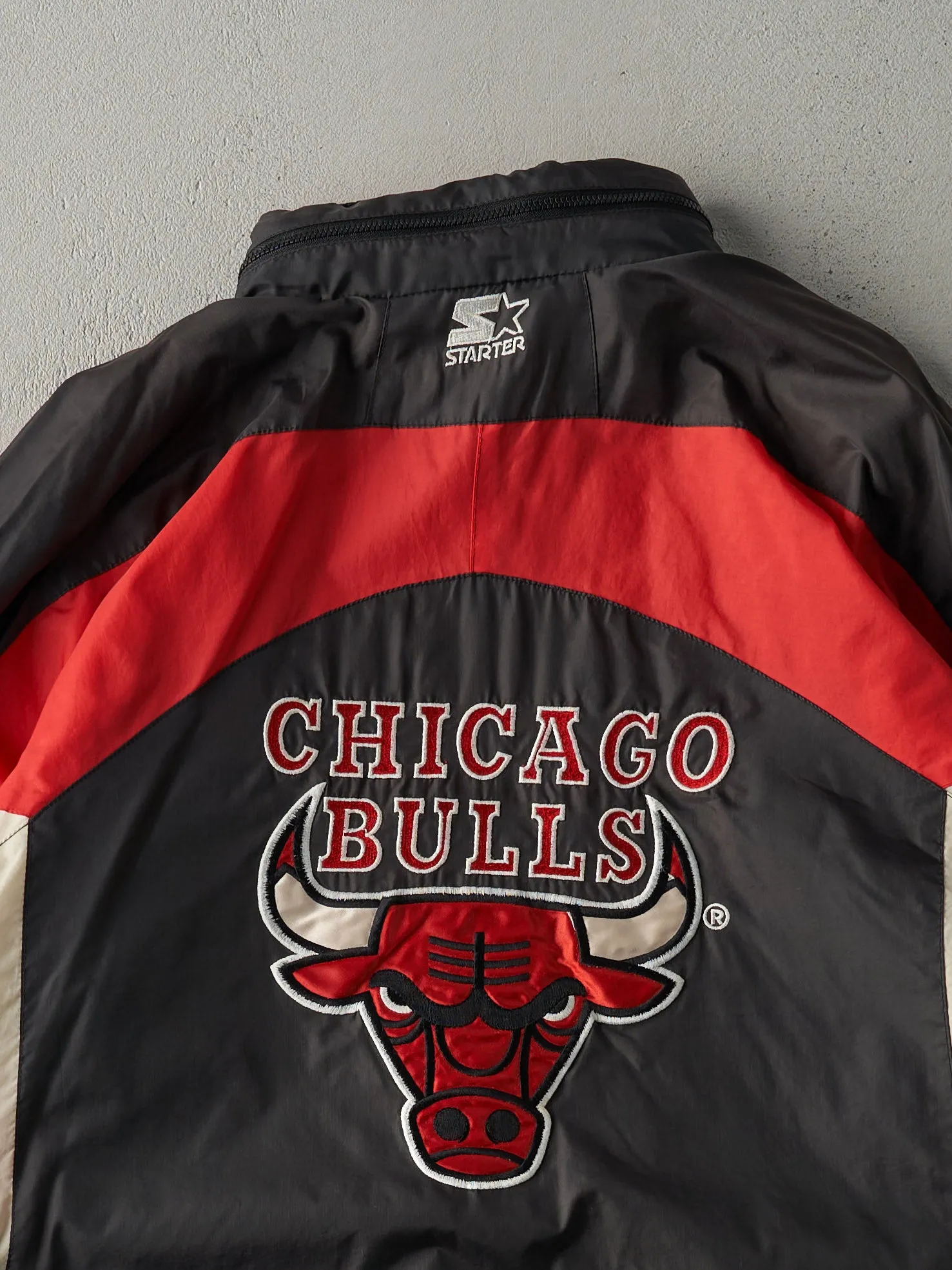 Vintage 90s Black, White and Red Starter Chicago Bulls Windbreaker Jacket (L) sold by Rebalance Vintage product image thumbnail 4