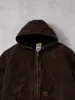 Vintage 90s Brown Carhartt Hooded Workwear Lined Jacket (XL/XXL) sold by Rebalance Vintage