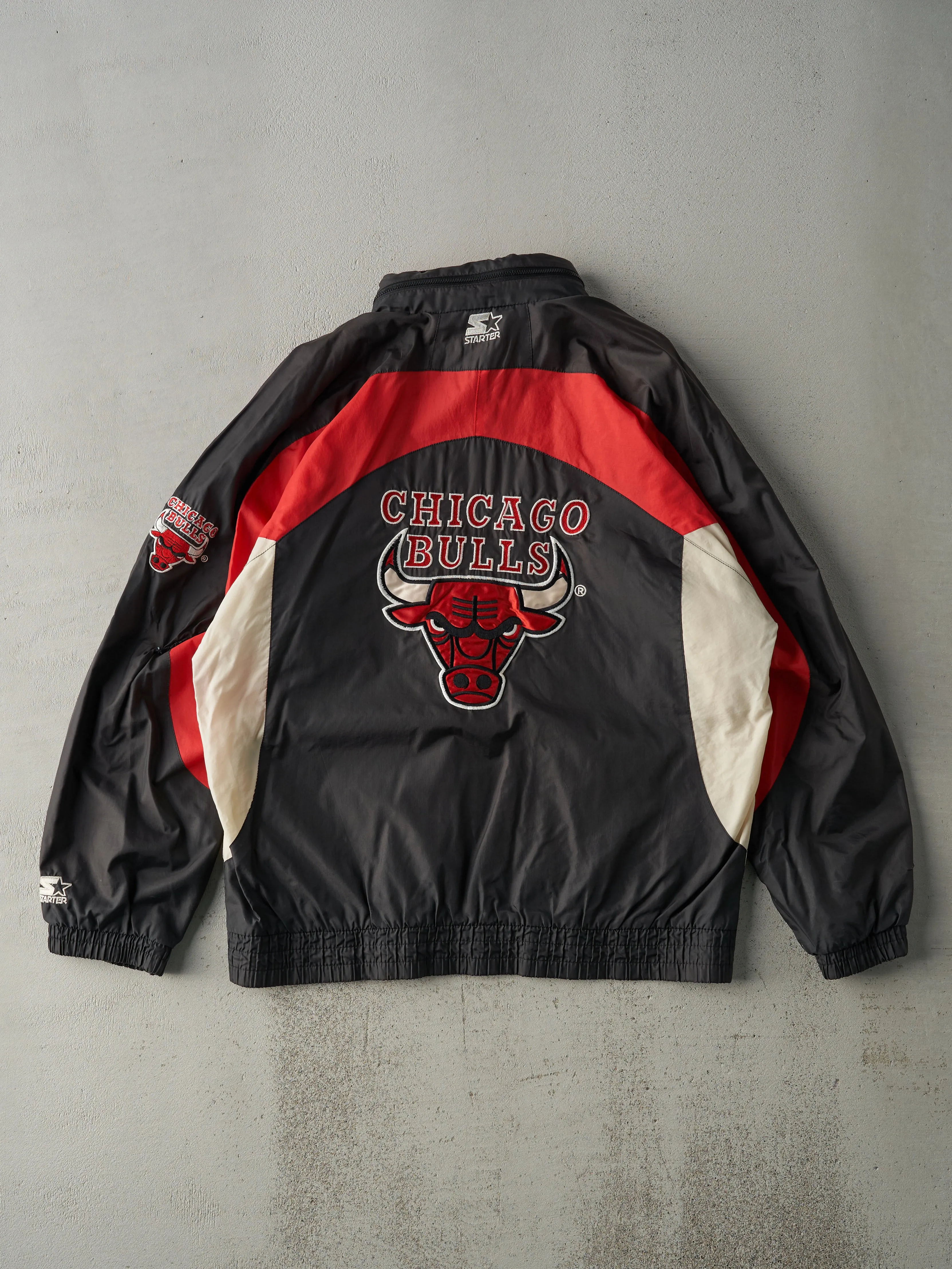 Vintage 90s Black, White and Red Starter Chicago Bulls Windbreaker Jacket (L) sold by Rebalance Vintage product image thumbnail 2