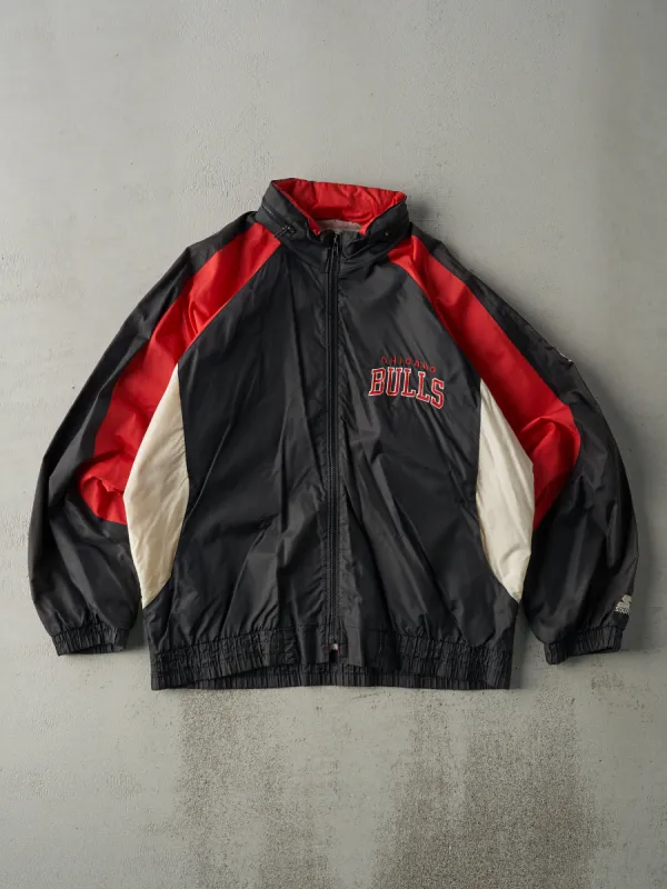 Vintage 90s Black, White and Red Starter Chicago Bulls Windbreaker Jacket (L) sold by Rebalance Vintage