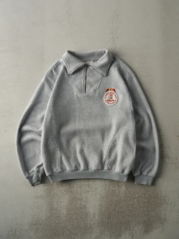 Vintage 88' Heather Grey XV Olympic Winter Games Fleece Quarter Zip Sweater (M) sold by Rebalance Vintage