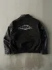 Vintage Y2K Black Denim and Leather Embroidered Cruise Nationals Jacket (M/L) sold by Rebalance Vintage