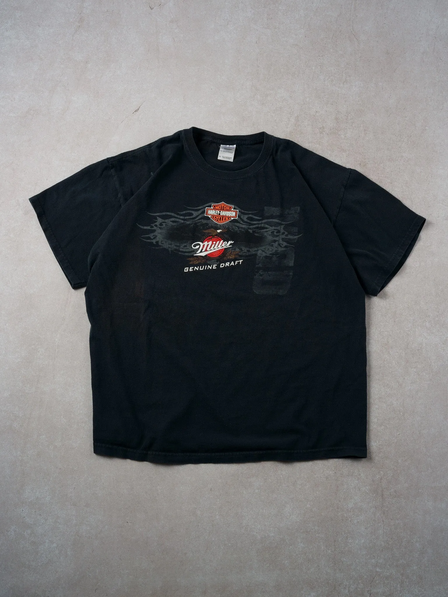 Vintage Y2k Washed Black Harley Davidson X Miller Graphic Tee (M) sold by Rebalance Vintage