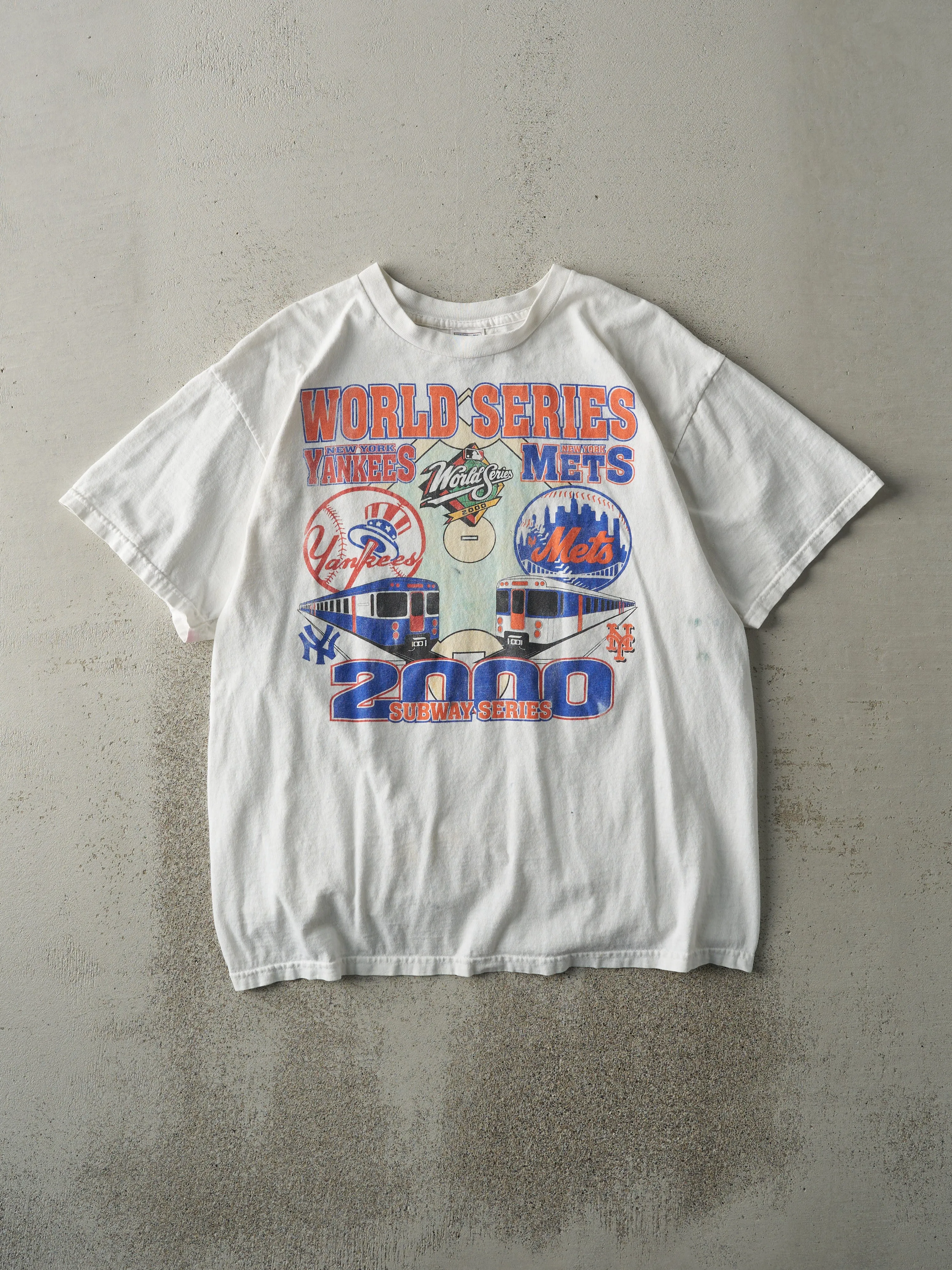Vintage 00' White World Series Subway Series Yankees & Mets Tee (M) sold by Rebalance Vintage