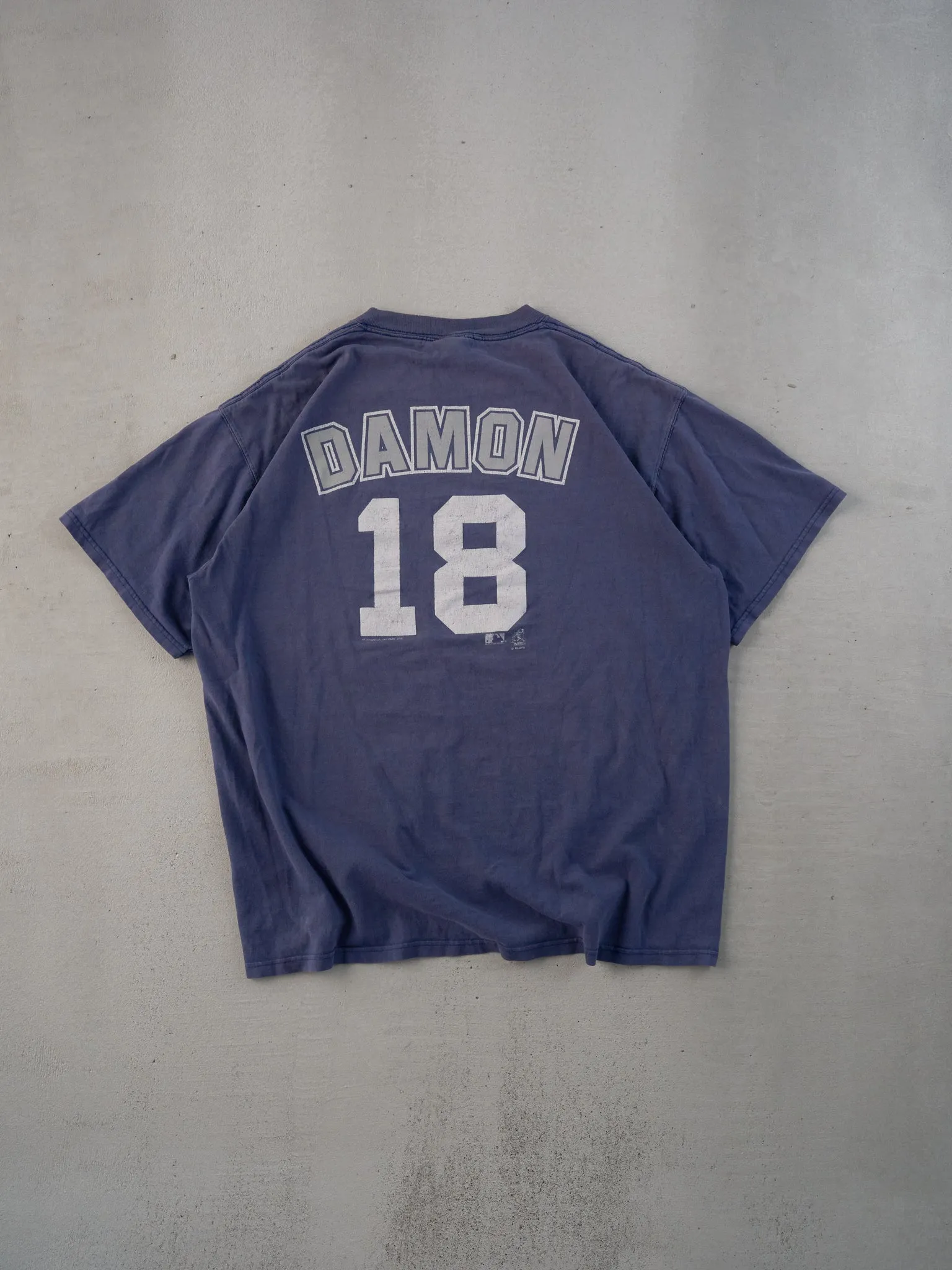 Vintage 05' Faded Blue New York Yankees Damon #18 Tee (L) sold by Rebalance Vintage product image thumbnail 2