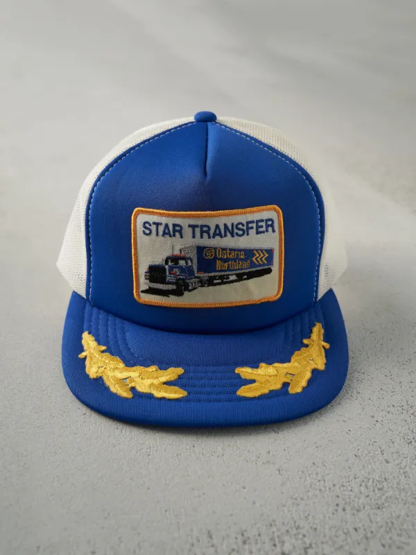 Vintage 80s Royal Blue Star Transfer Foam Trucker Hat sold by Rebalance Vintage