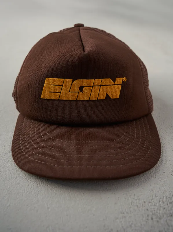 Vintage 70s Brown Elgin Unstructured Foam Trucker Hat sold by Rebalance Vintage