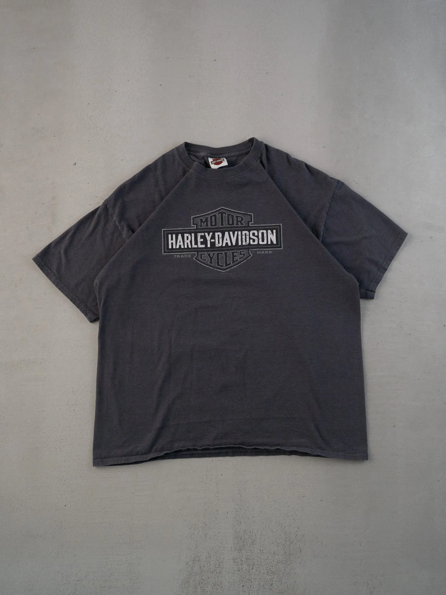 Vintage Y2k Washed Grey Harley Davidson Richmond Hill Graphic Tee (L) sold by Rebalance Vintage