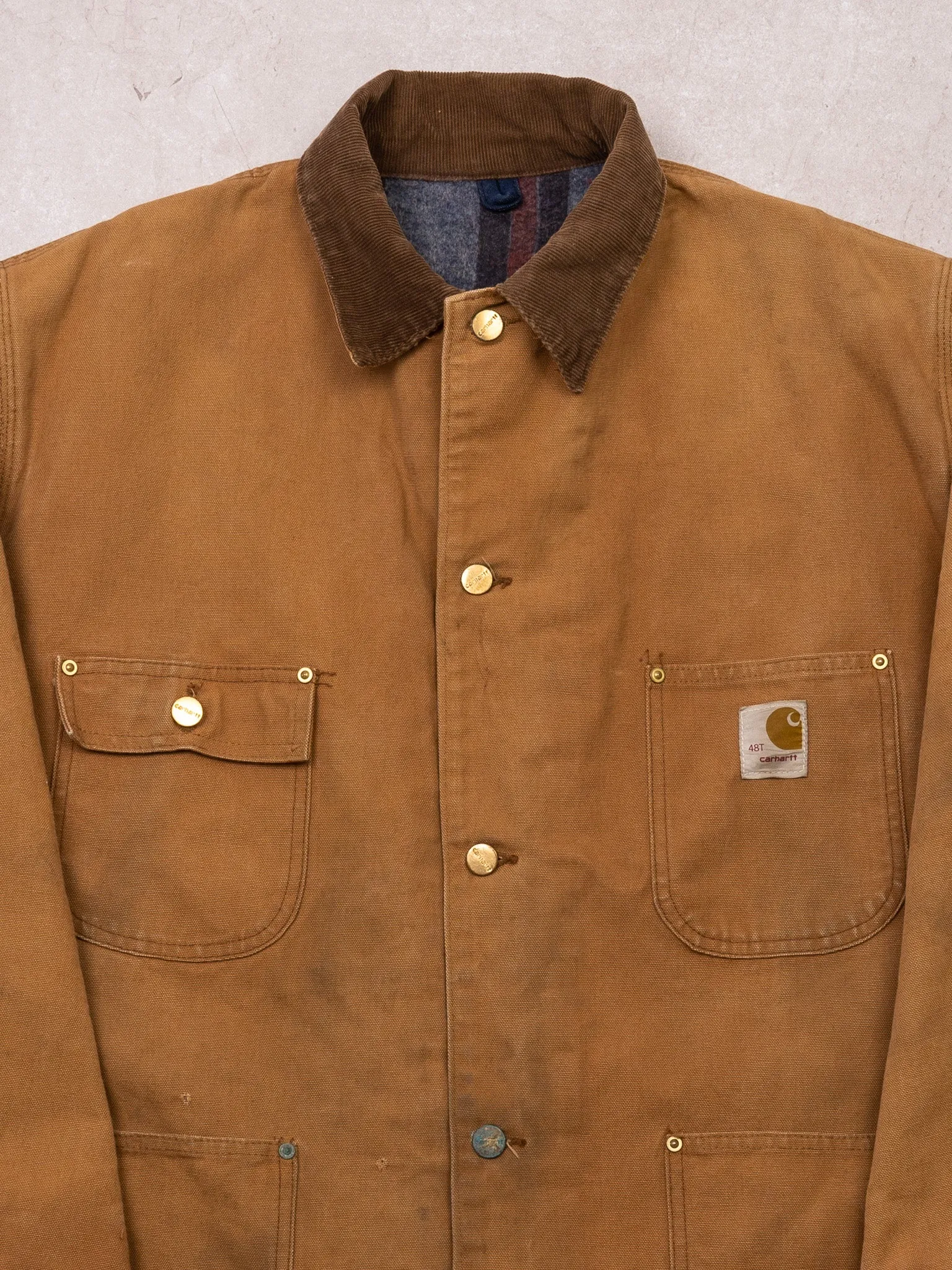 Vintage 70s Camel + Brown Carhartt Blanket Lined Jacket (L) sold by Rebalance Vintage product image thumbnail 2
