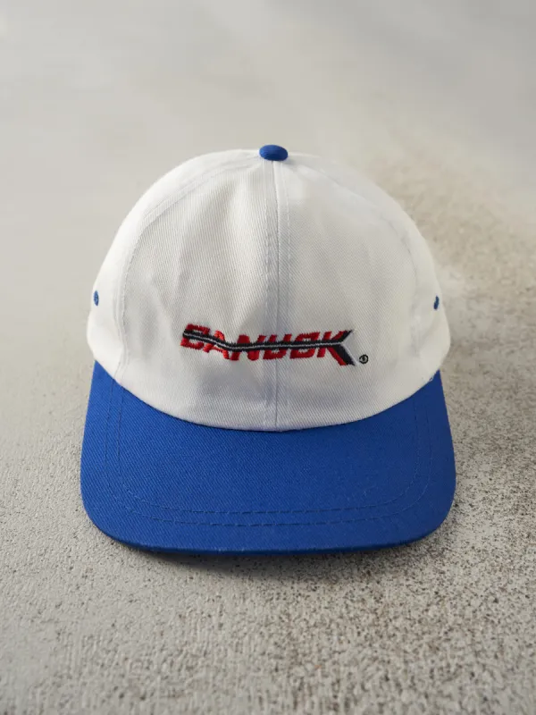 Vintage 90s White & Blue Canuck Embroidered Strap Back Hat sold by Rebalance Vintage