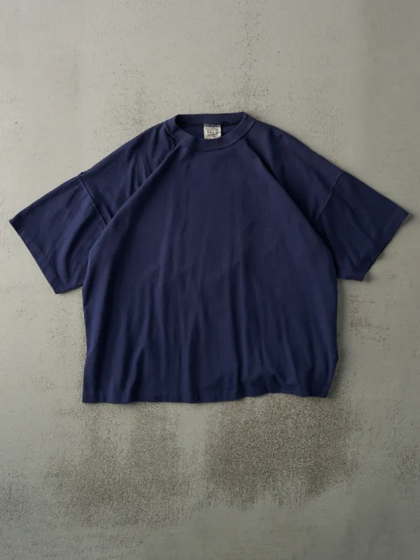 Vintage 90s Navy Blue Blank Boxy Tee (L) sold by Rebalance Vintage
