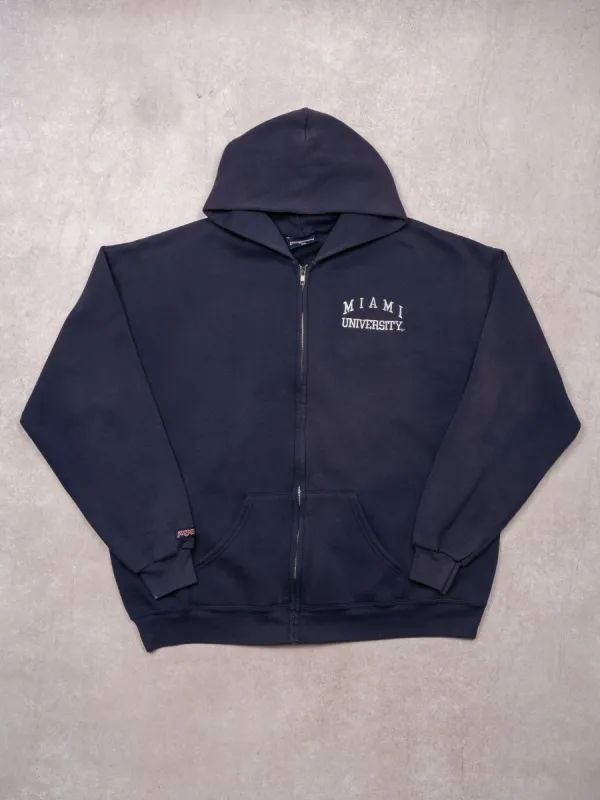 Vintage Navy Miami University x Jansport Zip Up Hoodie (L/XL) sold by Rebalance Vintage