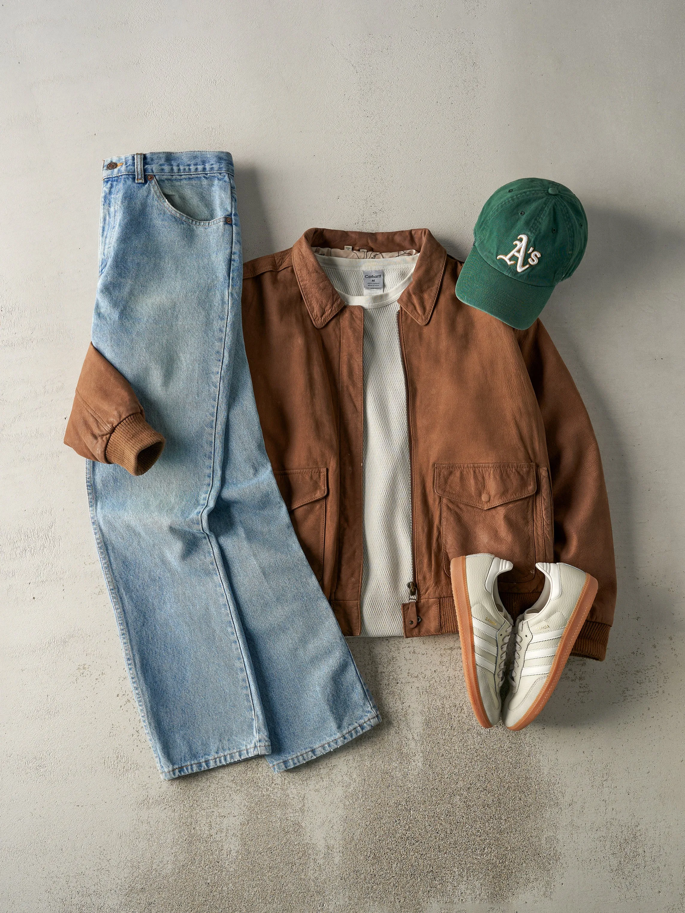 Vintage 90s Brown Sport Mobility Suede Leather Jacket (L) sold by Rebalance Vintage product image thumbnail 2