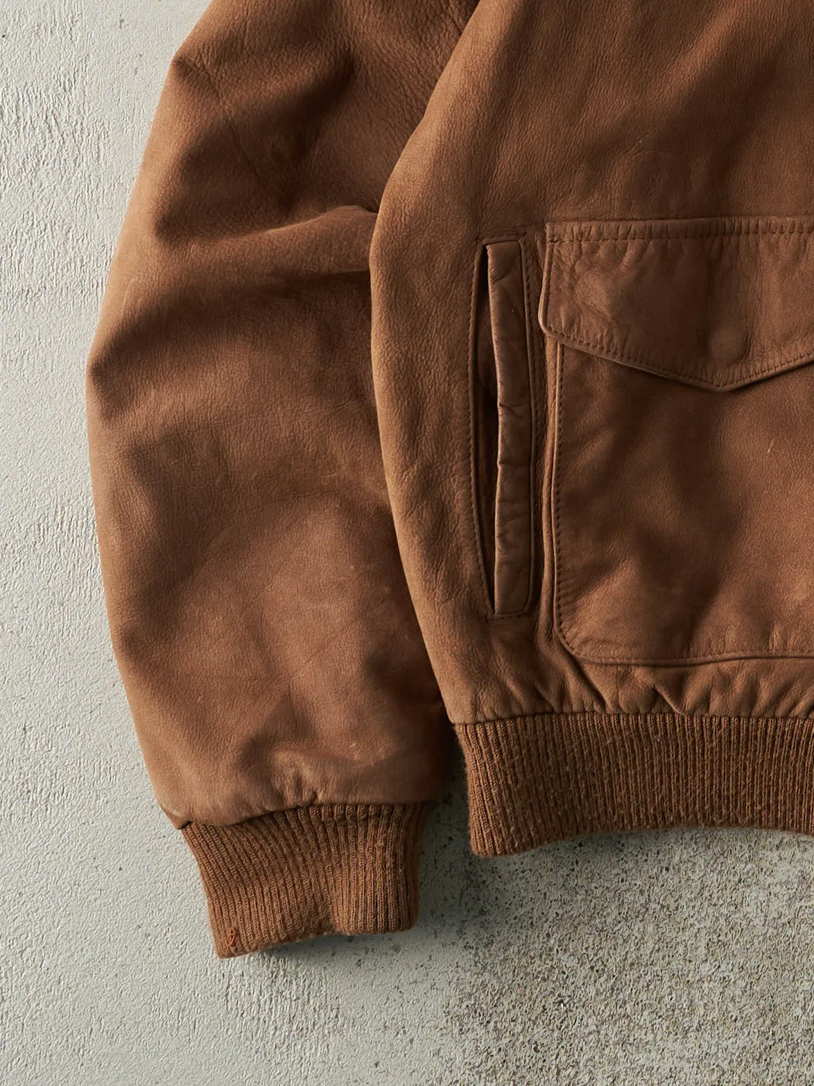 Vintage 90s Brown Sport Mobility Suede Leather Jacket (L) sold by Rebalance Vintage product image thumbnail 4