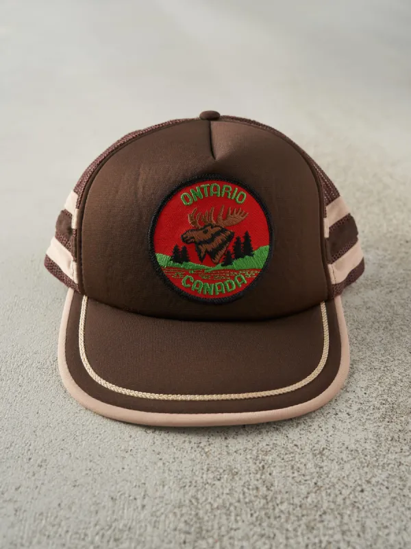 Vintage 90s Brown Ontario Canada Foam Trucker Hat sold by Rebalance Vintage