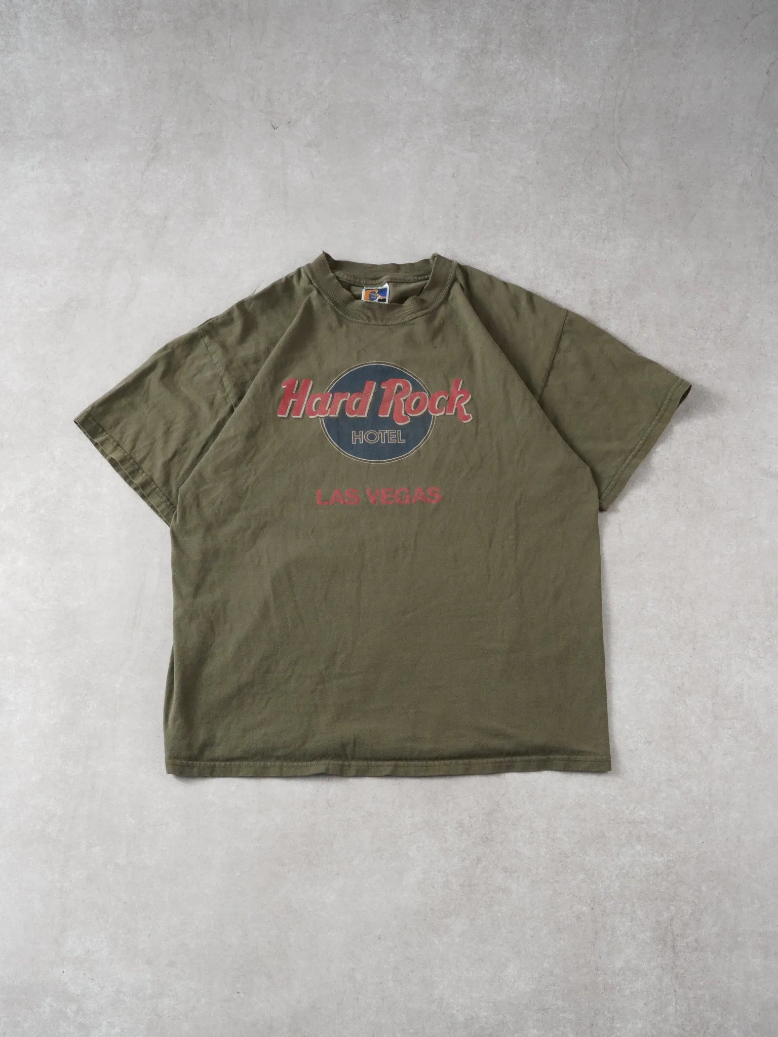 Vintage Washed Moss Green Hardrock Las Vegas Hotel Las Vegas Tee (M) sold by Rebalance Vintage