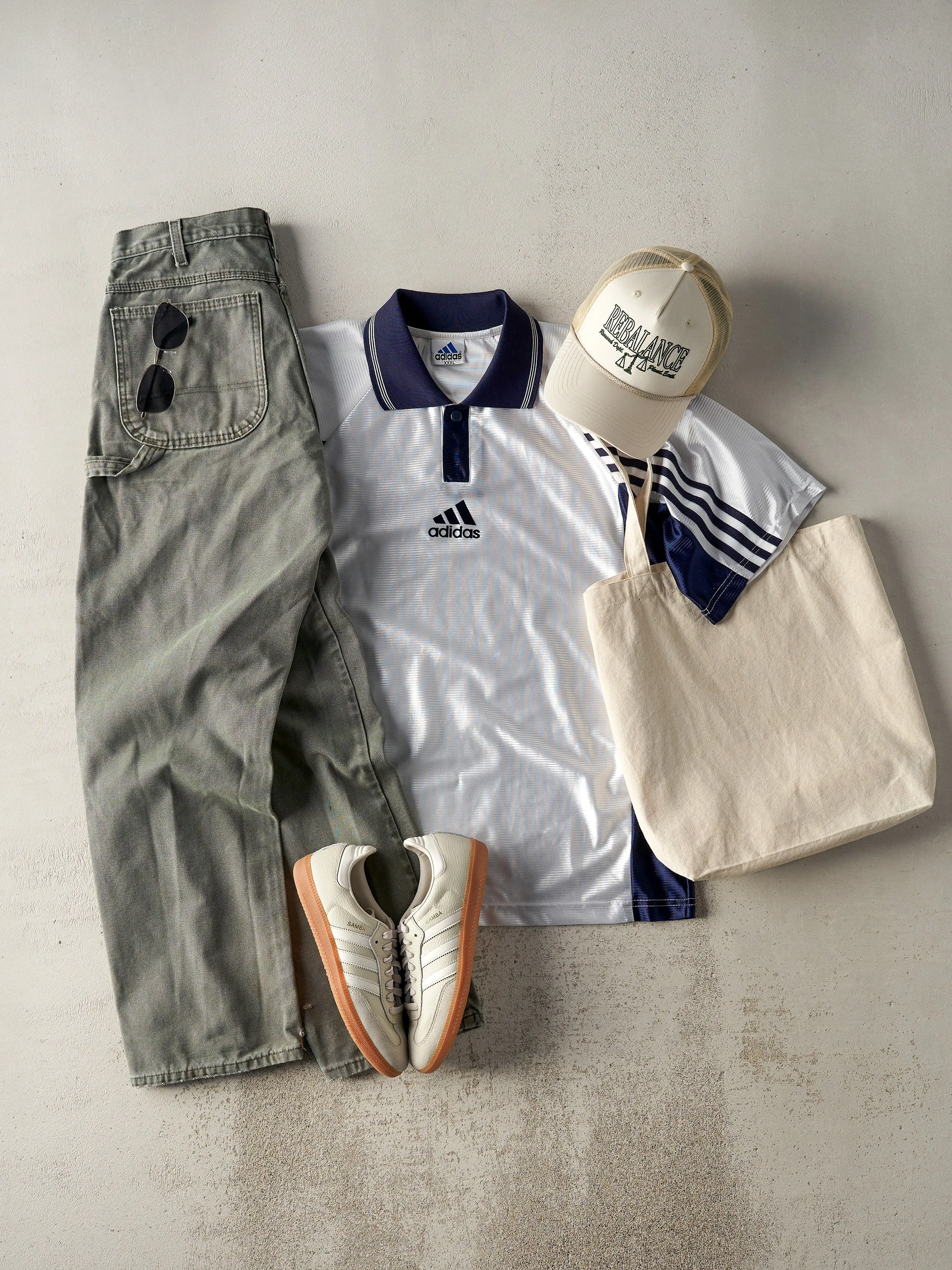 Vintage 90s White & Navy Adidas Soccer Jersey (L) sold by Rebalance Vintage product image thumbnail 2