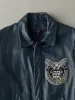 Vintage 70s Blue Queen Elizabeth Park School Emblem Leather Jacket (M) sold by Rebalance Vintage