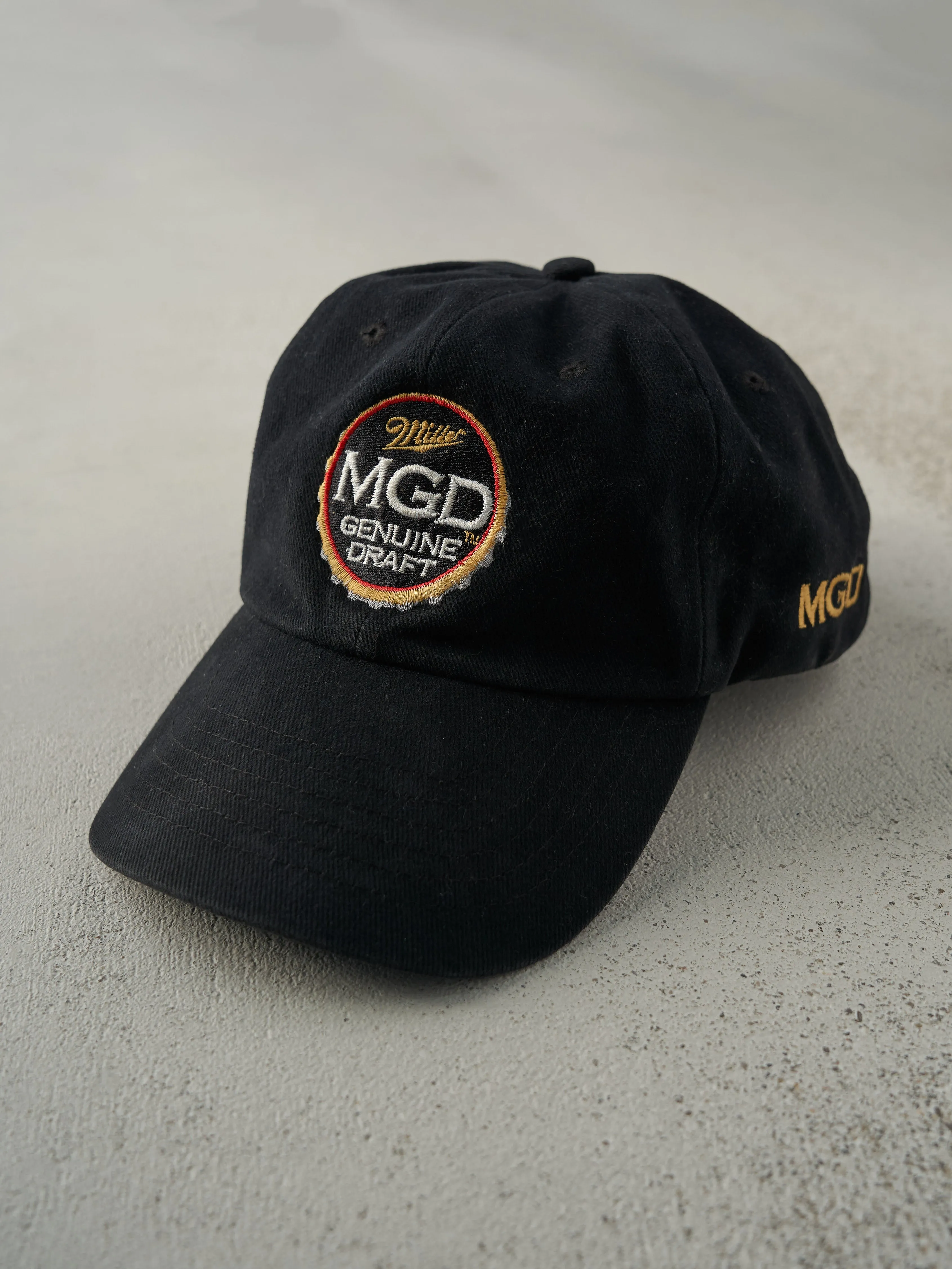 Vintage 90s Black Miller Genuine Draft Embroidered Strap Back Hat sold by Rebalance Vintage product image thumbnail 2