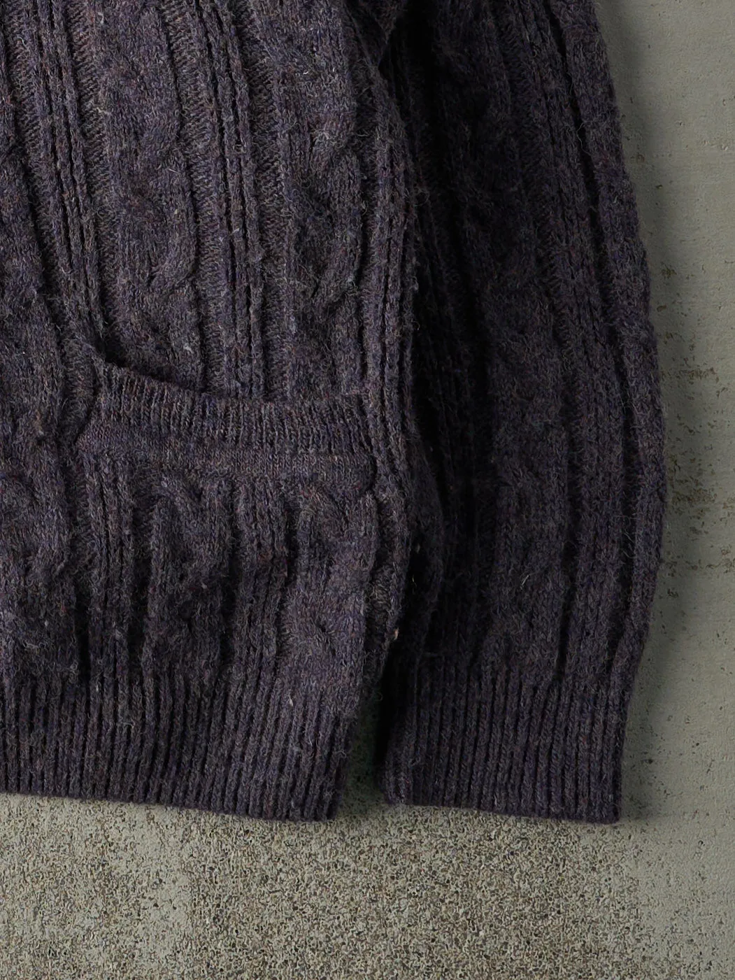 Vintage 80s Purple Cable Knit Cardigan (L) sold by Rebalance Vintage product image thumbnail 3