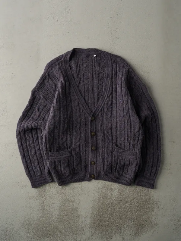Vintage 80s Purple Cable Knit Cardigan (L) sold by Rebalance Vintage